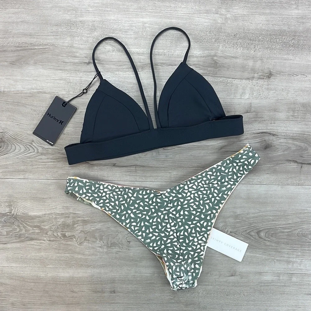 ☀️HURLEY☀️ QUICK DRY BRALETTE SURF TOP TROPIC COAST SKIMPY Reversible bikini